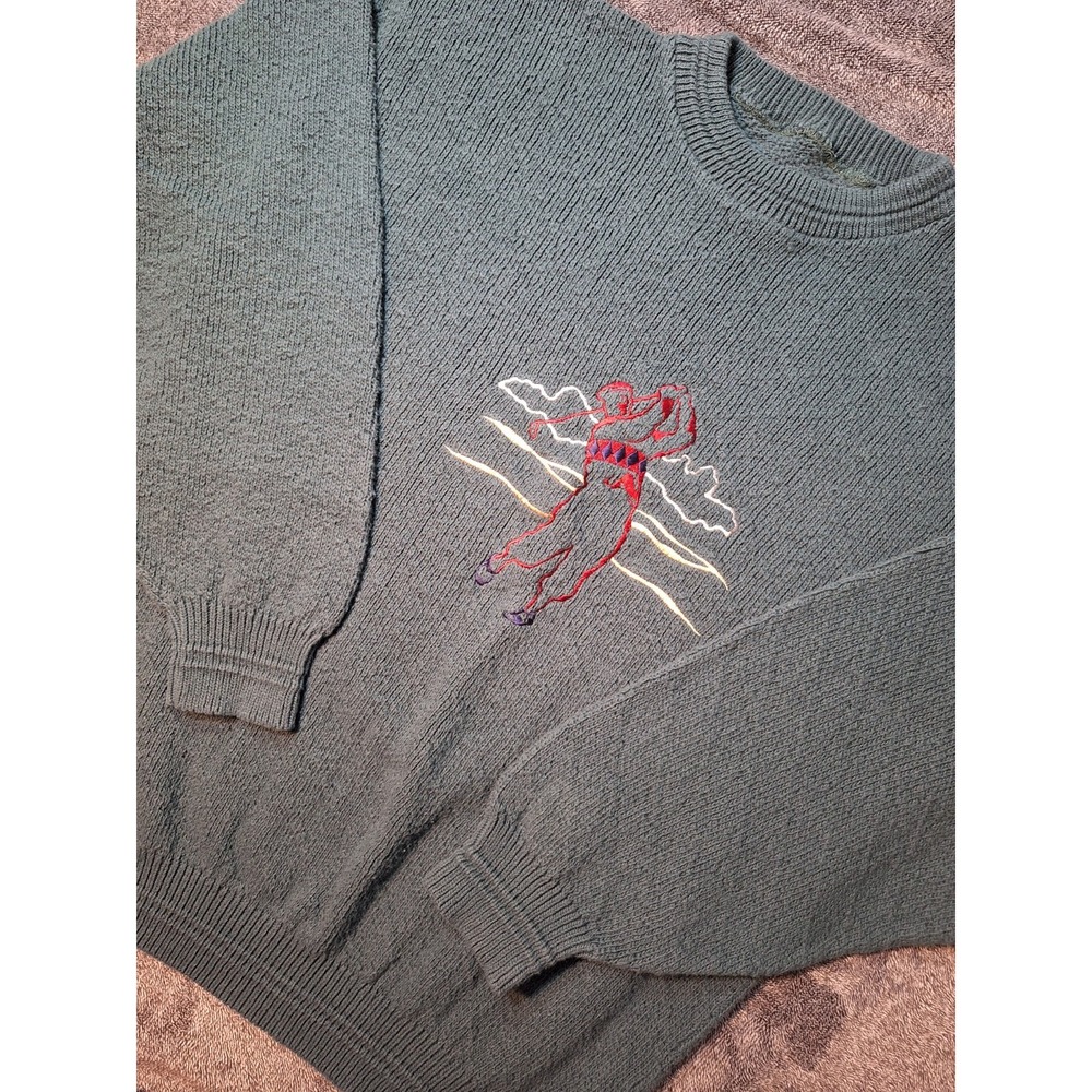 Vintage Golfers Embroidered Crew Neck Sweater Mens L Hunter Green‎ Novelty